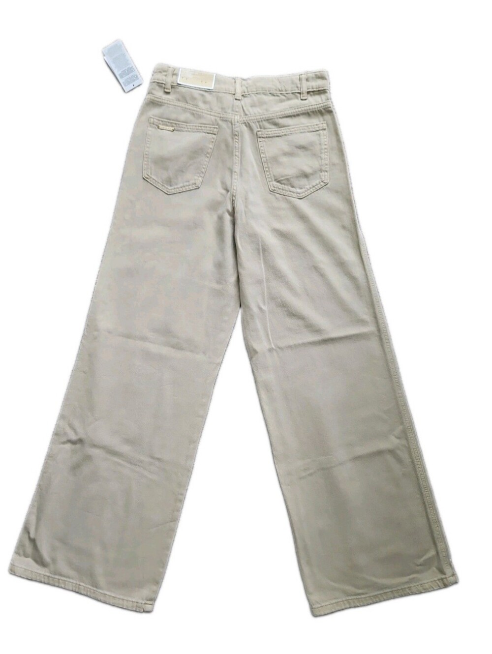 •Michael Michael Kors Beige Wide Leg Studded Denim Jeans Pants - Picture 2 of 7